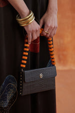 Load image into Gallery viewer, EVENING CLUTCH-CROCO BLACK