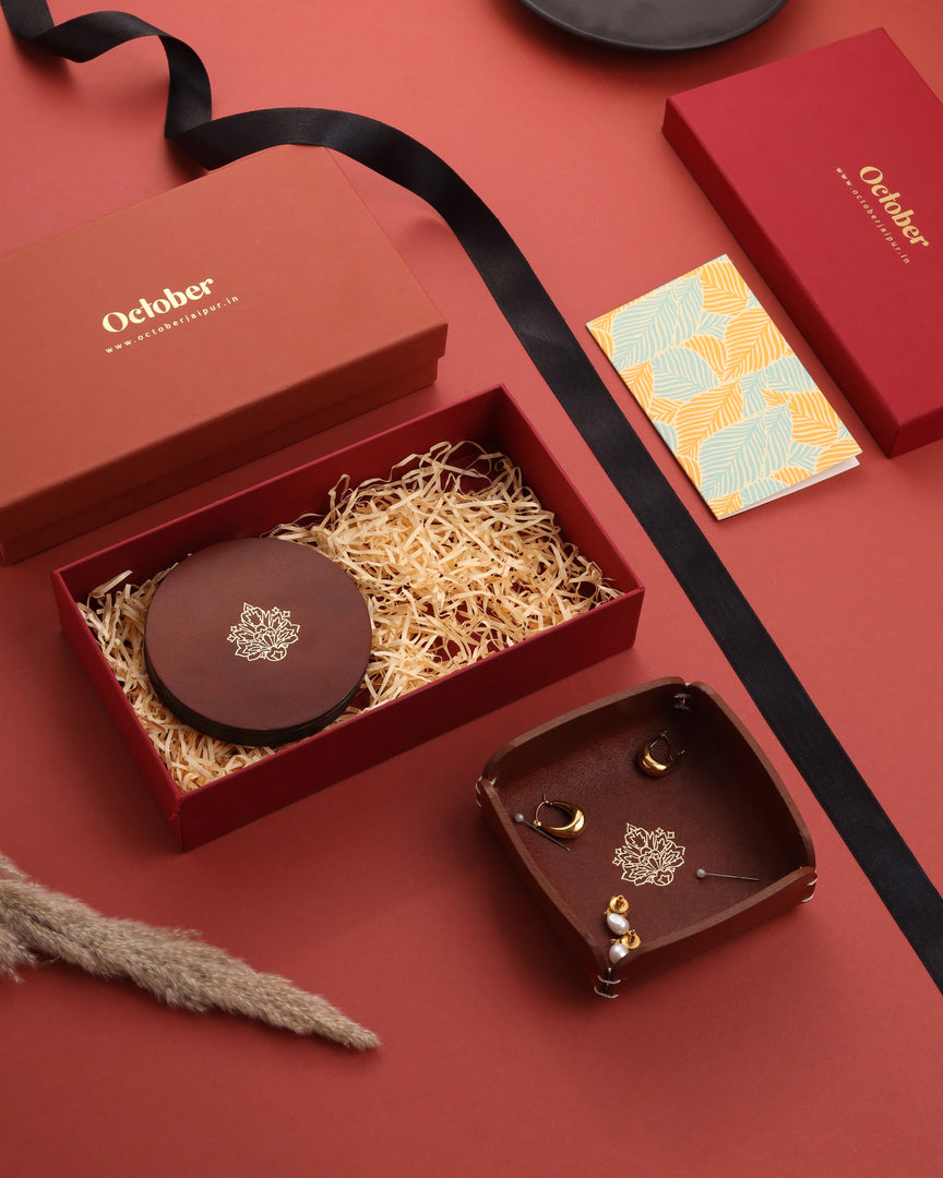 GIFT SET FLORA (Coasters+Tray)