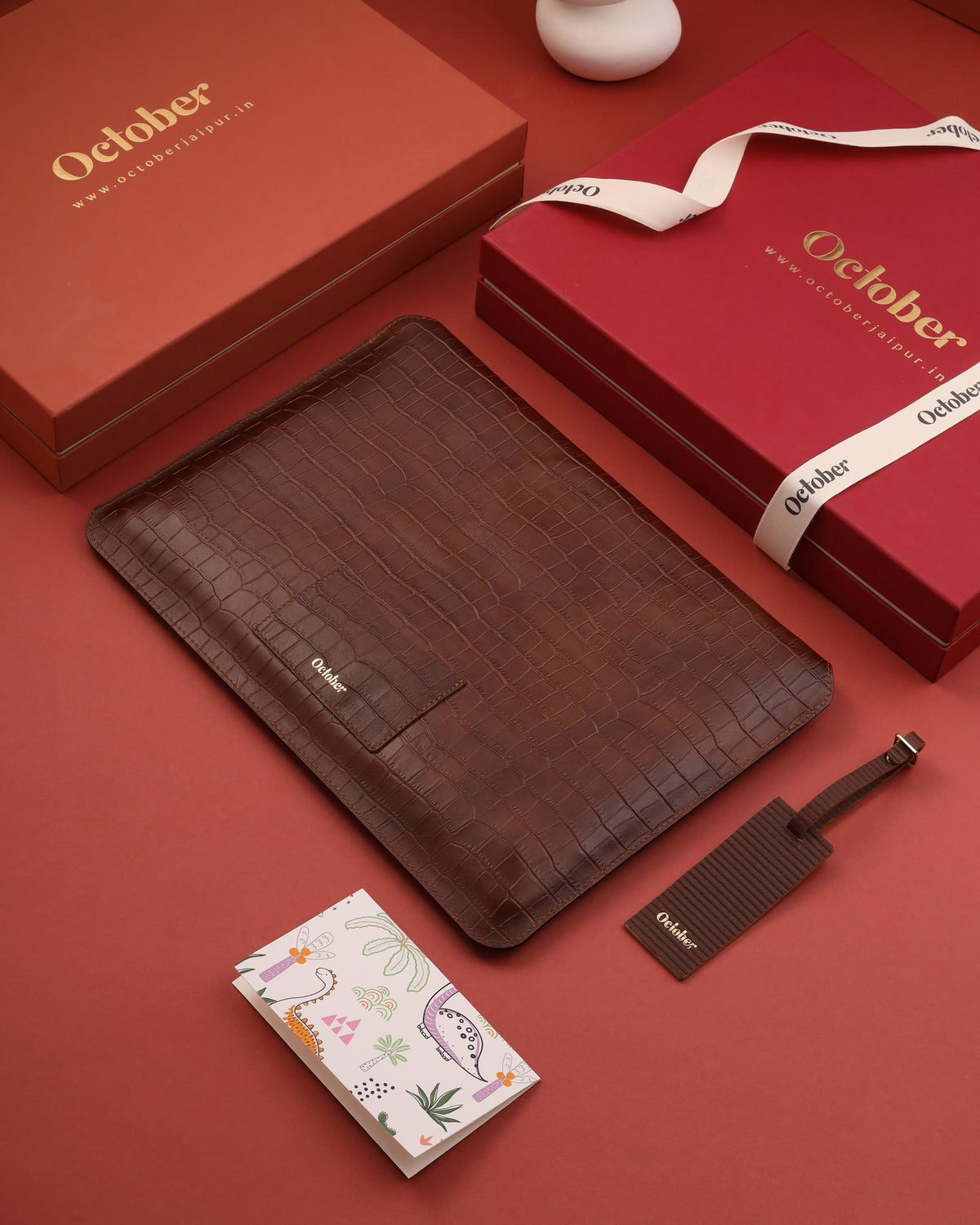 BOIS LAPTOP SLEEVE- TAN CROCO