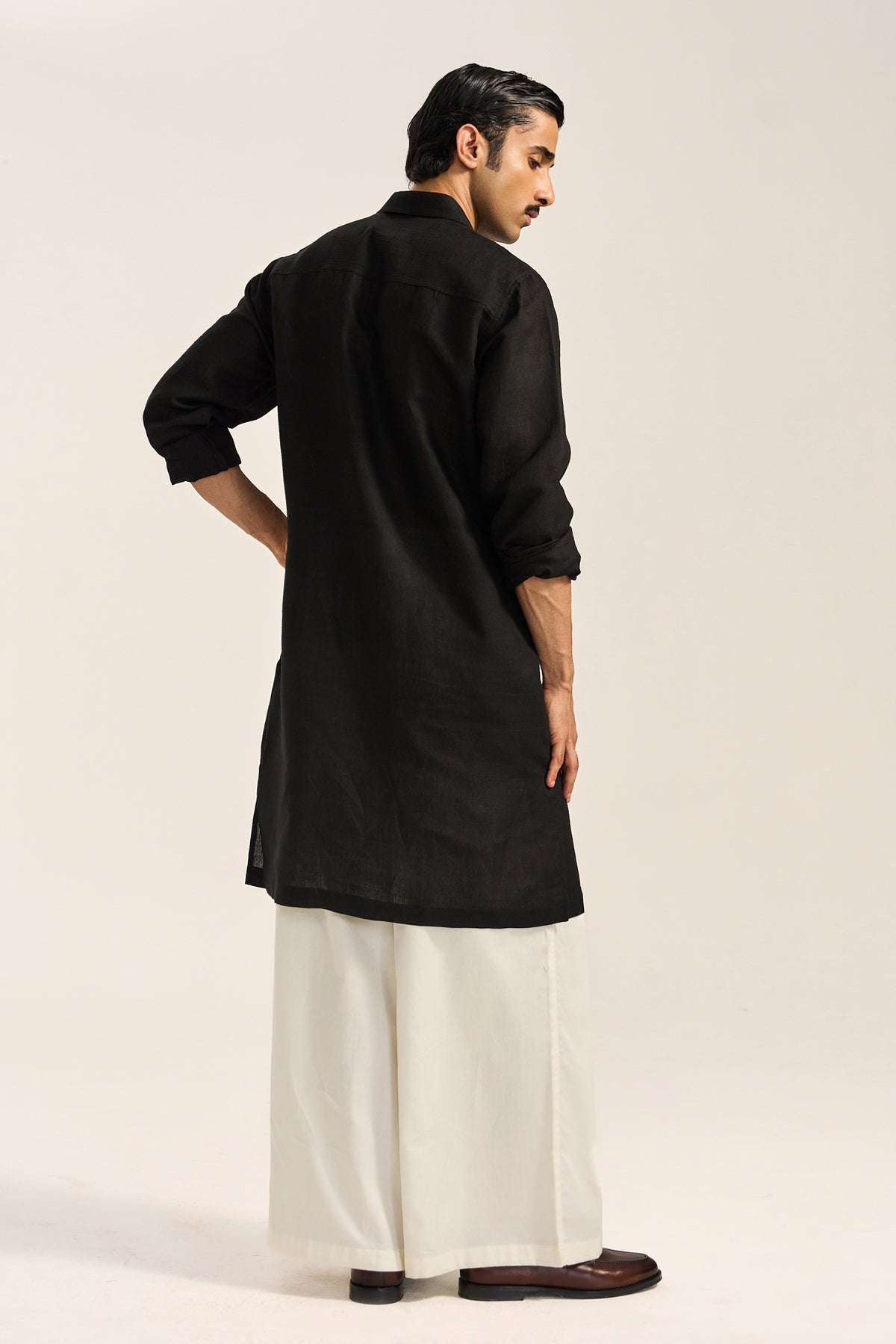 Arth Silk Kurta Set- Black
