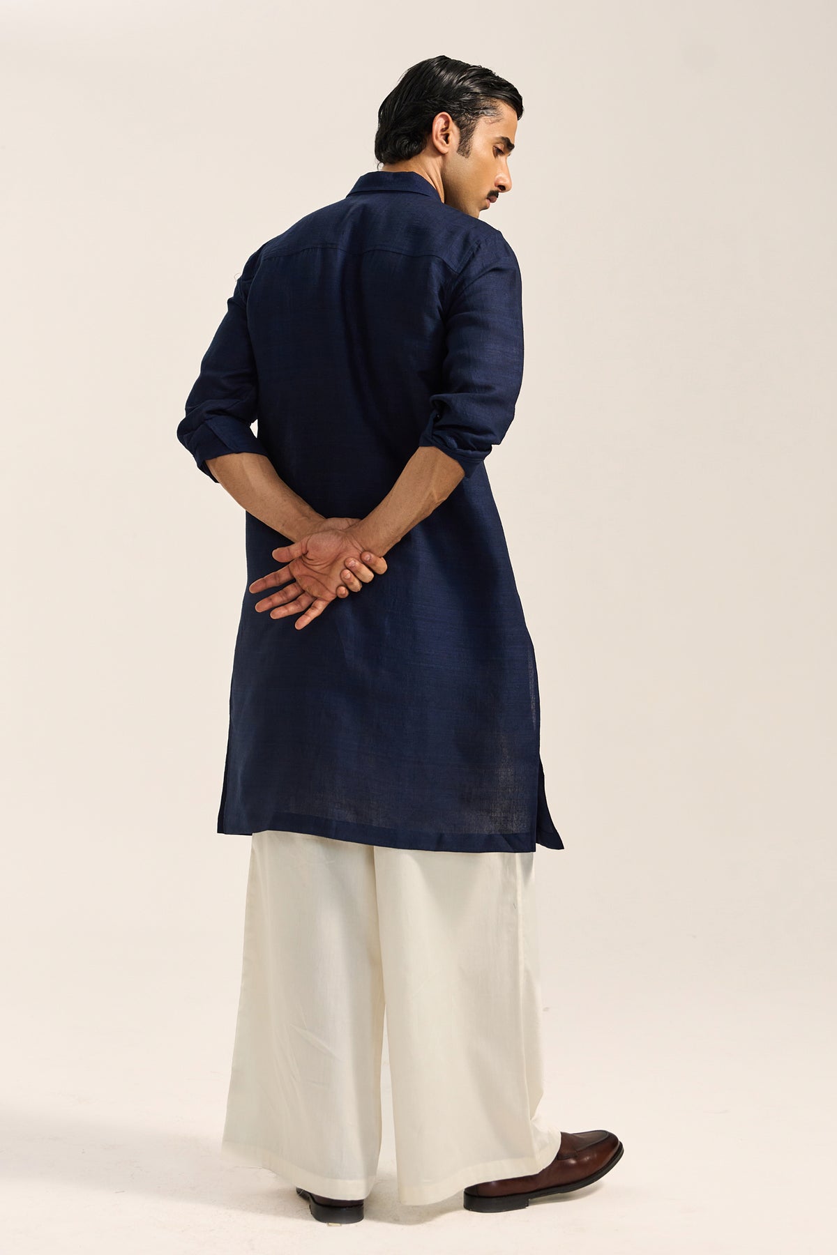 Arth Silk Kurta Set- Blue
