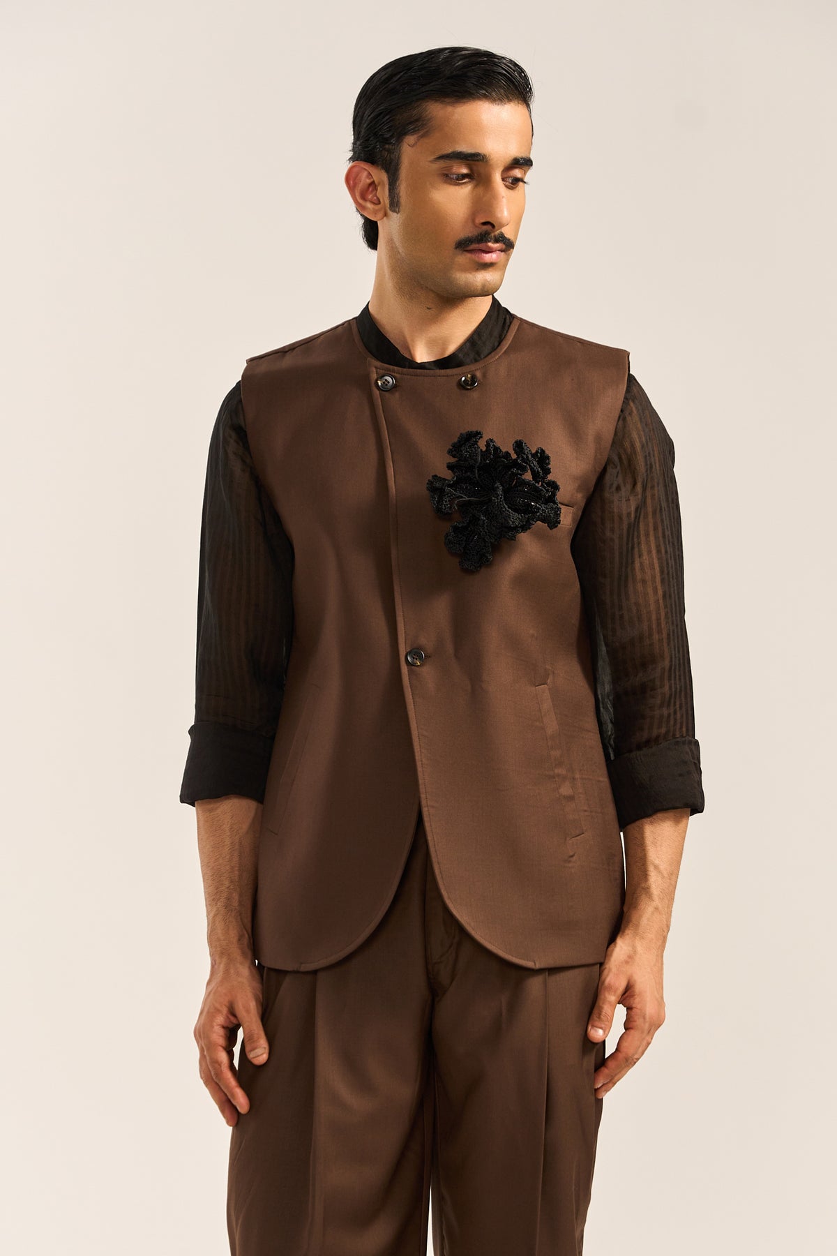 Resham Floral Brooch- Black