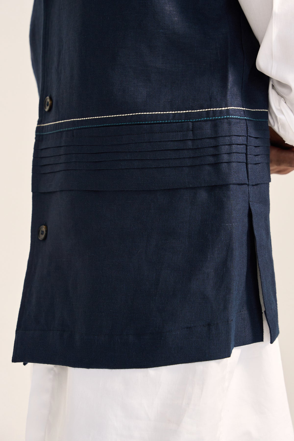Mini Braham Nehru Jacket Set - Blue (Set Of 3)