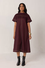 Load image into Gallery viewer, DOODLE MIDI DRESS-VINO