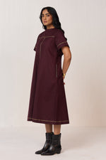 Load image into Gallery viewer, DOODLE MIDI DRESS-VINO