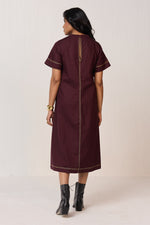 Load image into Gallery viewer, DOODLE MIDI DRESS-VINO