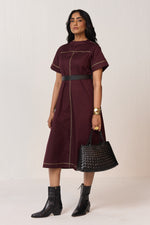 Load image into Gallery viewer, DOODLE MIDI DRESS-VINO