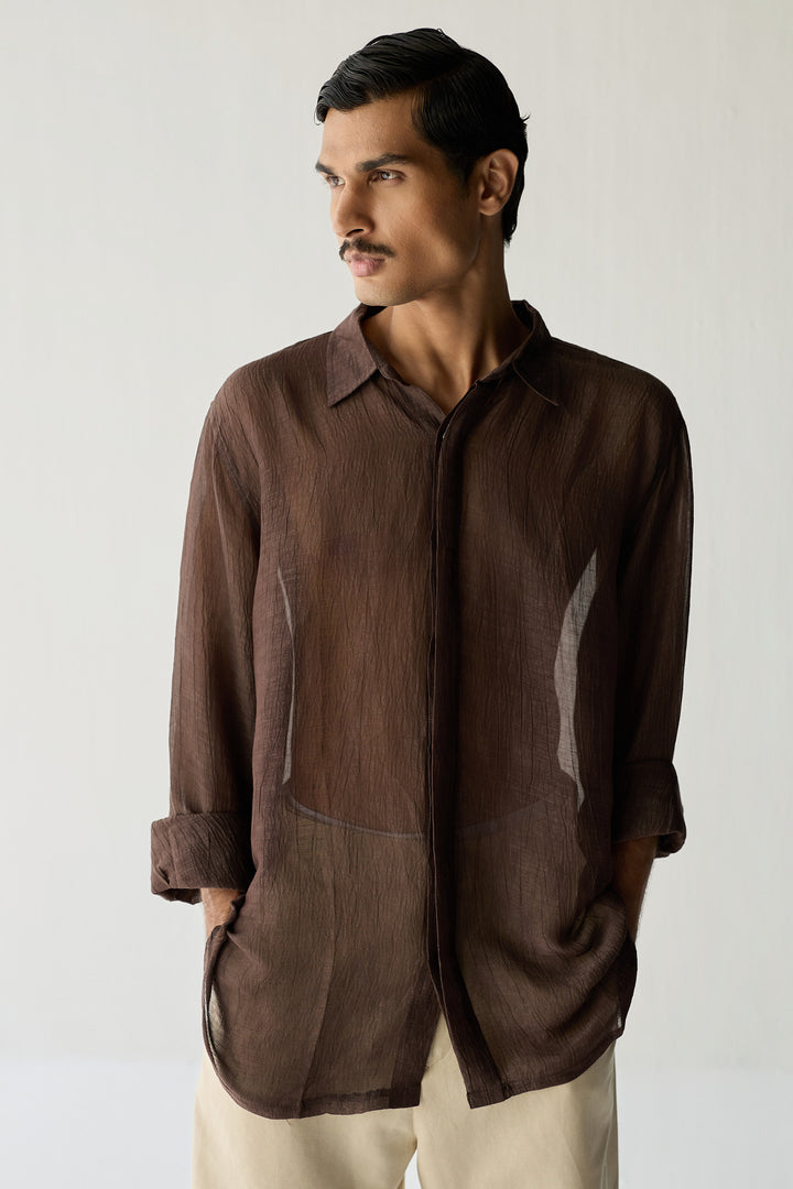 MIRZA SILK SHIRT-TAN