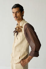 Load image into Gallery viewer, LINEN HUNTER JACKET SET-ECRU ( SET OF 2)