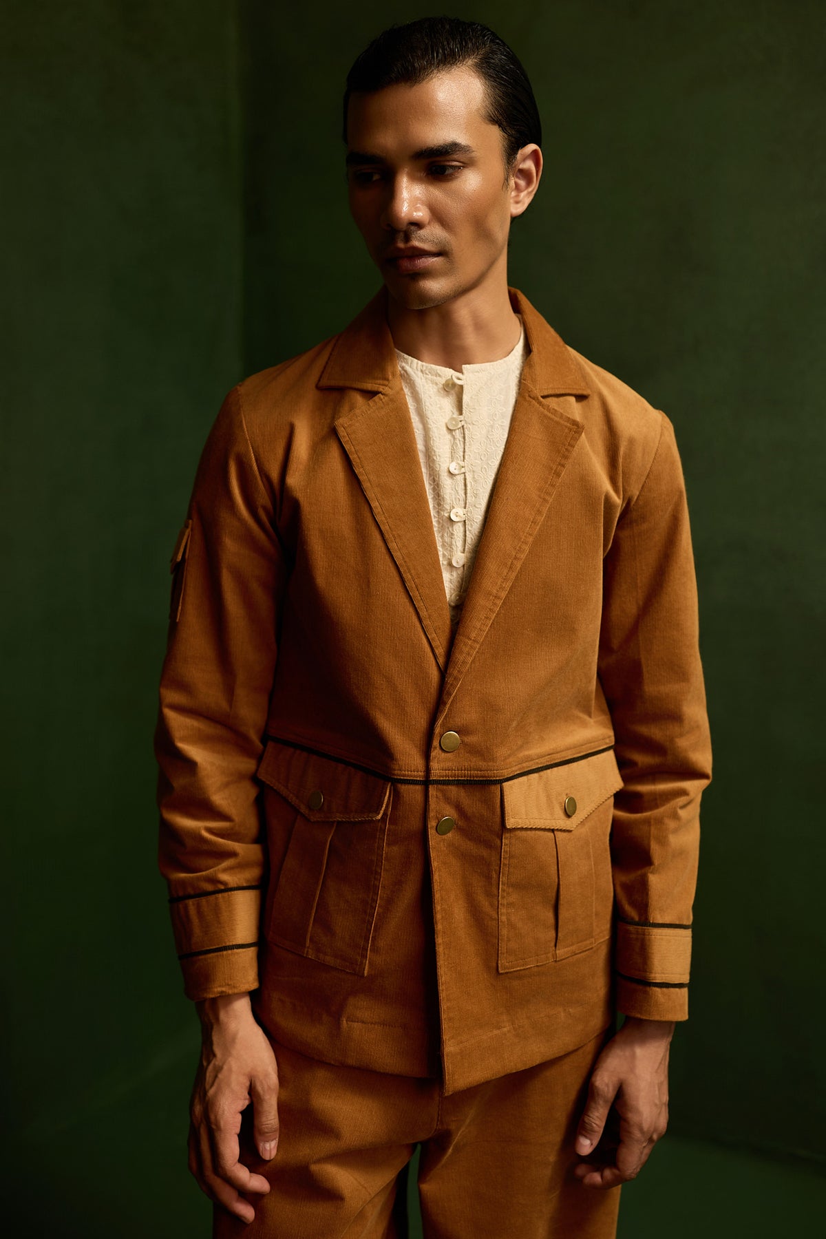 CORDUROY BLAZER SET-BURNT ( Set Of 2)