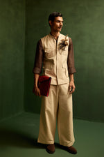 Load image into Gallery viewer, LINEN HUNTER JACKET SET-ECRU ( SET OF 2)