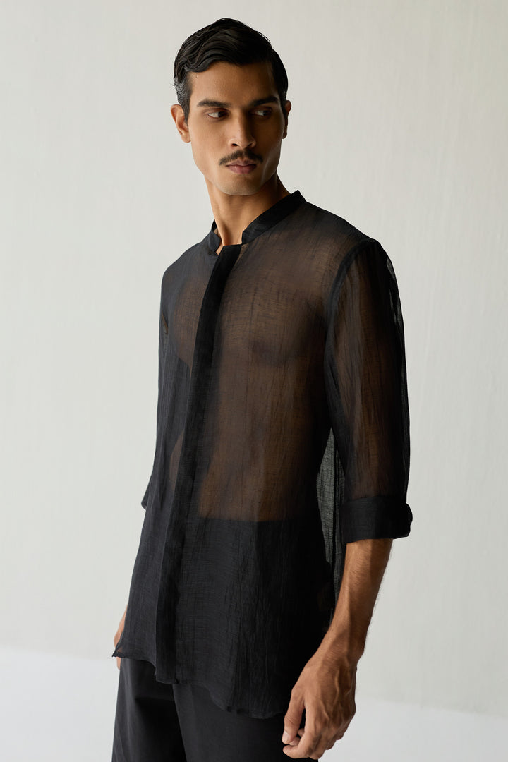 MIRZA SILK SHIRT- BLACK