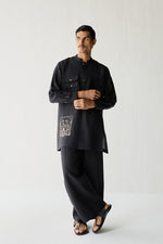 Load image into Gallery viewer, MATKA SILK KURTA SET- BLACK