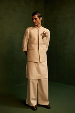 Load image into Gallery viewer, MOHAIR LINEN NEHRU JACKET SET- ECRU ( SET OF 3)