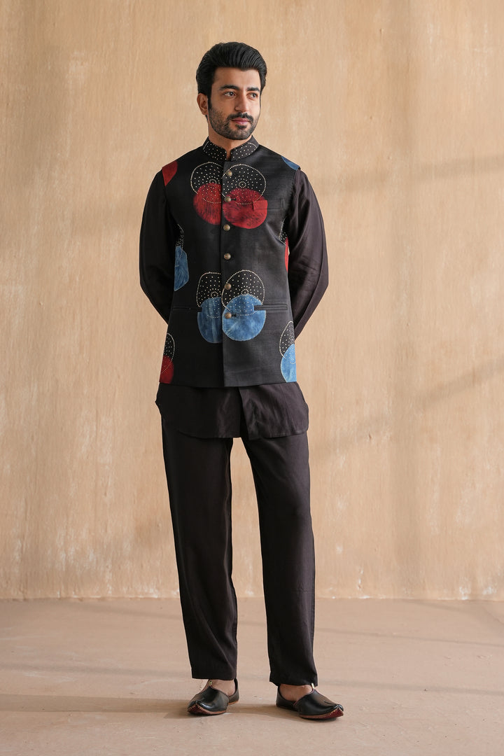 MANAV NEHRU JACKET SET-BLACK(SET OF 3)