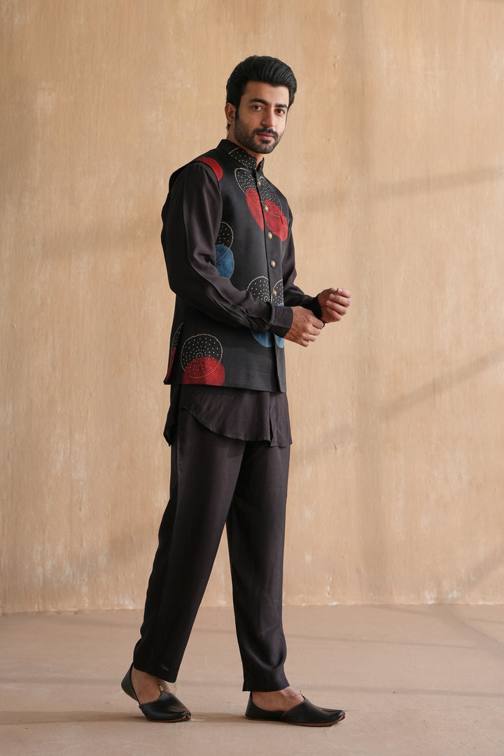 MANAV NEHRU JACKET SET-BLACK(SET OF 3)