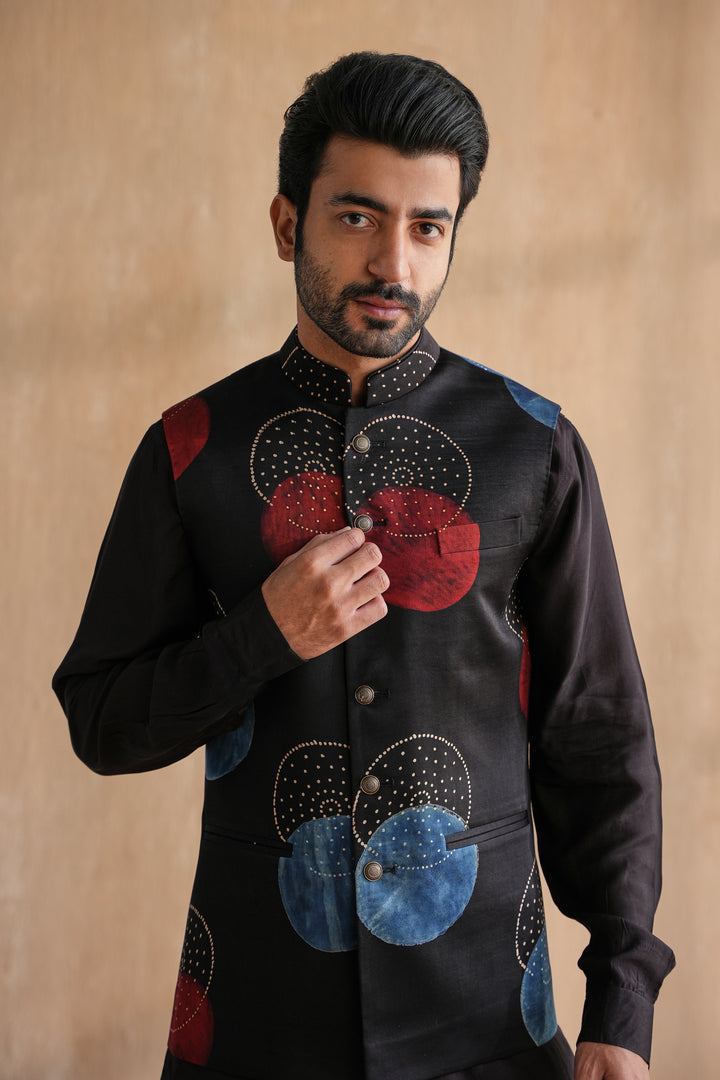 MANAV NEHRU JACKET SET-BLACK(SET OF 3)