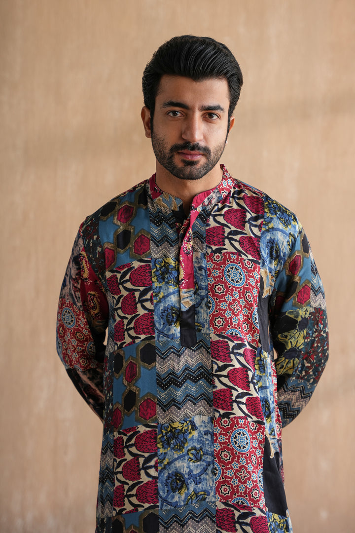 MIRZA FESTIVE KURTA SET-PATCHWORK
