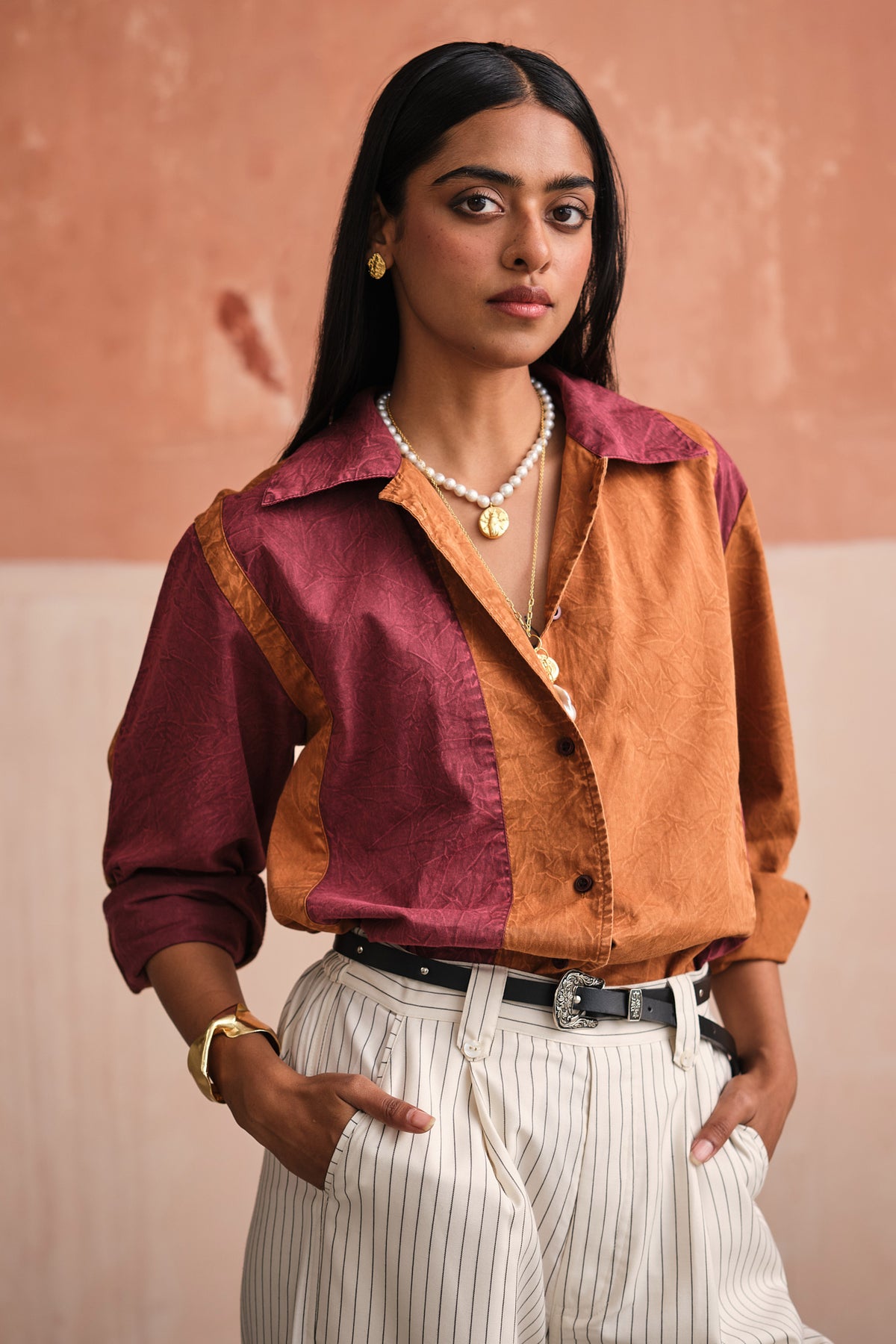 PANELLED COTTON SHIRT