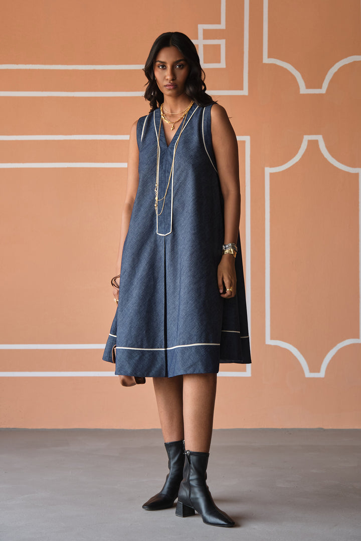 DENIM SHORT DRESS- BIAS