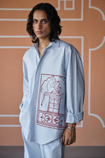 Load image into Gallery viewer, JAIPUR OVERSIZED SHIRT- SKY