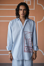 Load image into Gallery viewer, JAIPUR OVERSIZED SHIRT- SKY