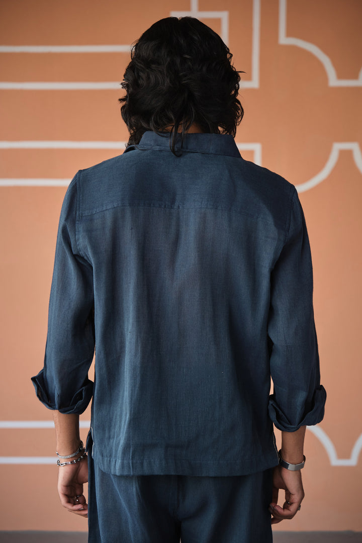 TAILORED YOKE SHIRT- NAVY