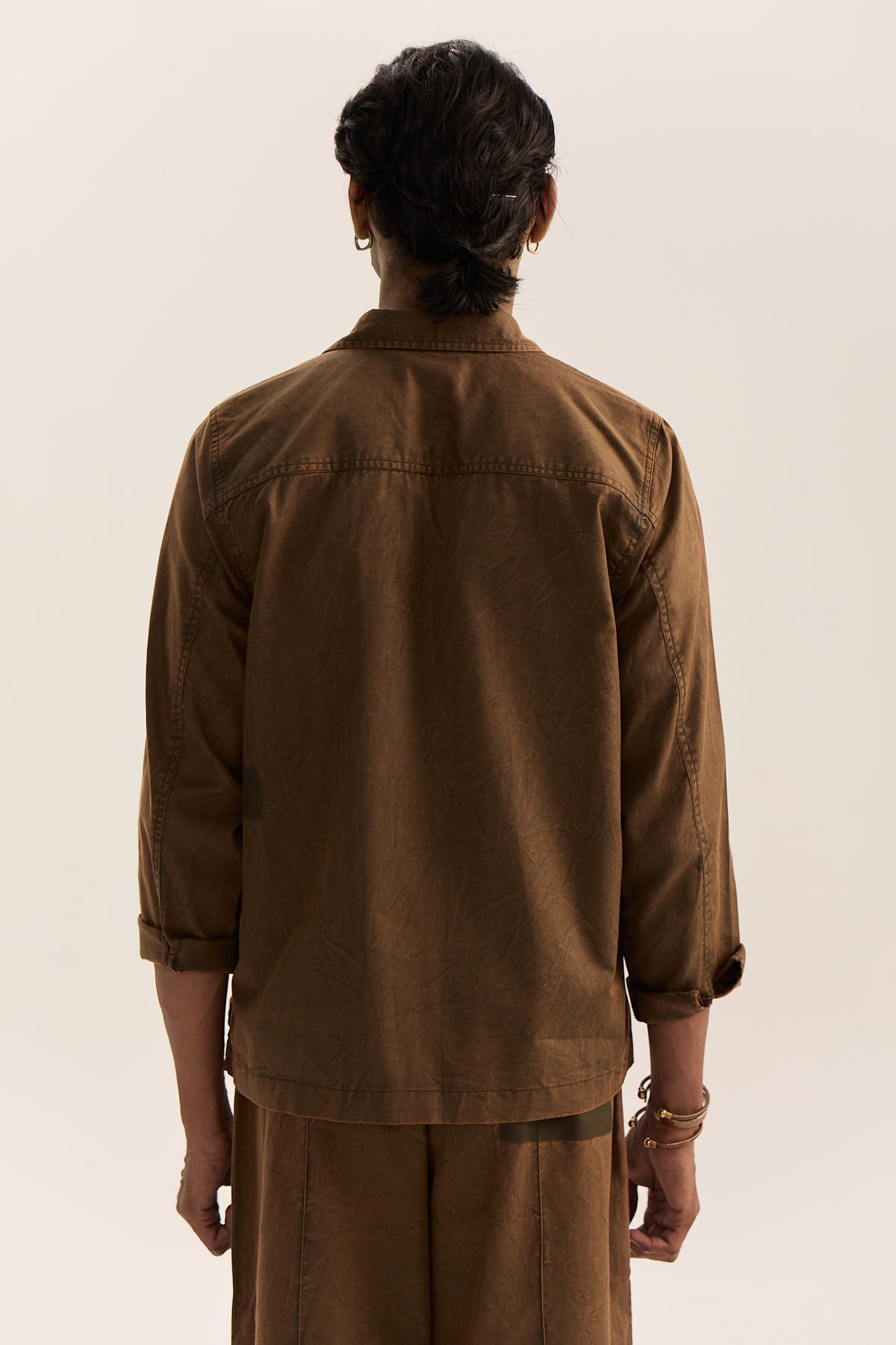 Jodhpuri Washed Shirt-Olive
