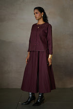 Load image into Gallery viewer, PINTUCK SOHO SKIRT SET- MERLOT
