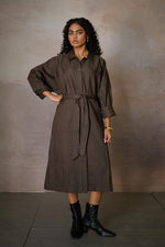 Load image into Gallery viewer, PINTUCK SHIRT DRESS- NOMAD OLIVE
