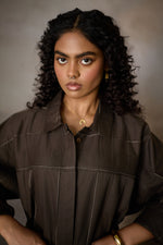 Load image into Gallery viewer, PINTUCK SHIRT DRESS- NOMAD OLIVE