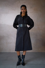 Load image into Gallery viewer, PINTUCK SHIRT DRESS- BLACK