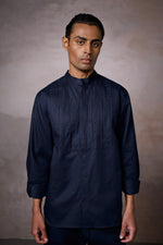 Load image into Gallery viewer, PINTUCK YOKE SHIRT-NAVY