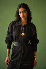 Load image into Gallery viewer, FIONA SHORT DRESS-FRAY BLACK