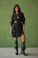 Load image into Gallery viewer, FIONA SHORT DRESS-FRAY BLACK