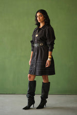 Load image into Gallery viewer, FIONA SHORT DRESS-FRAY BLACK