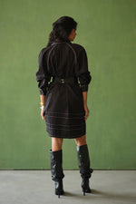 Load image into Gallery viewer, FIONA SHORT DRESS-FRAY BLACK
