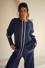 Load image into Gallery viewer, SAILOR CRUSHED COTTON SET-NAVY