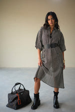 Load image into Gallery viewer, CROCHET TRAVELLERS DRESS-BLACK