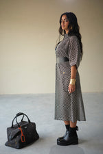 Load image into Gallery viewer, CROCHET TRAVELLERS DRESS-BLACK