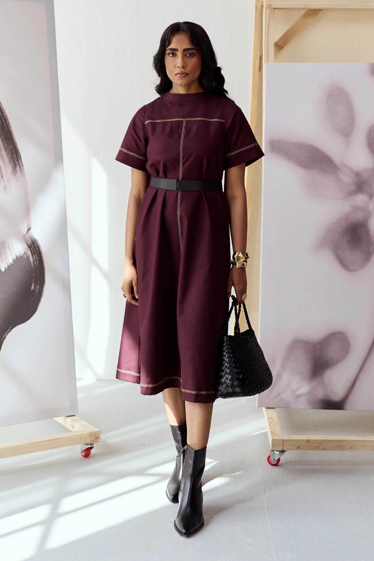 DOODLE MIDI DRESS-VINO