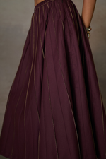 Load image into Gallery viewer, PINTUCK SOHO SKIRT SET- MERLOT