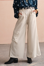 Load image into Gallery viewer, PINSTRIPE BELL PANTS -WHITE