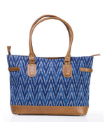 Load image into Gallery viewer, Tote- Blue Ikat Durrie - October Jaipur