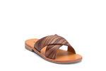 Load image into Gallery viewer, Criss Cross Slipper- Maroon Gold - October Jaipur