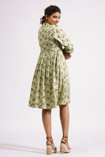 Load image into Gallery viewer, Emily Short Dress- Olive Petals - October Jaipur