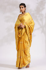 Load image into Gallery viewer, Mustard Bouquet-Silk Satin Saree - October Jaipur
