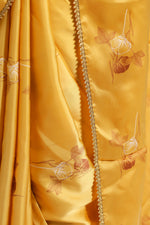 Load image into Gallery viewer, Mustard Bouquet-Silk Satin Saree - October Jaipur