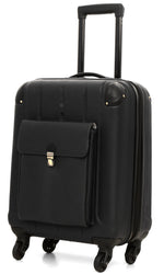 Load image into Gallery viewer, Dapper Wheels-Leather Trolley Bag Black - October Jaipur