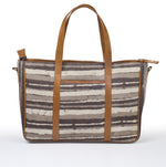 Load image into Gallery viewer, Office  Handbag- Grey Stripe - October Jaipur